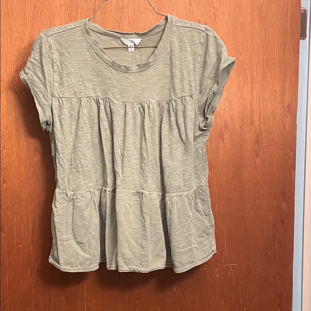 Time and Tru Sage Green Peplum Top